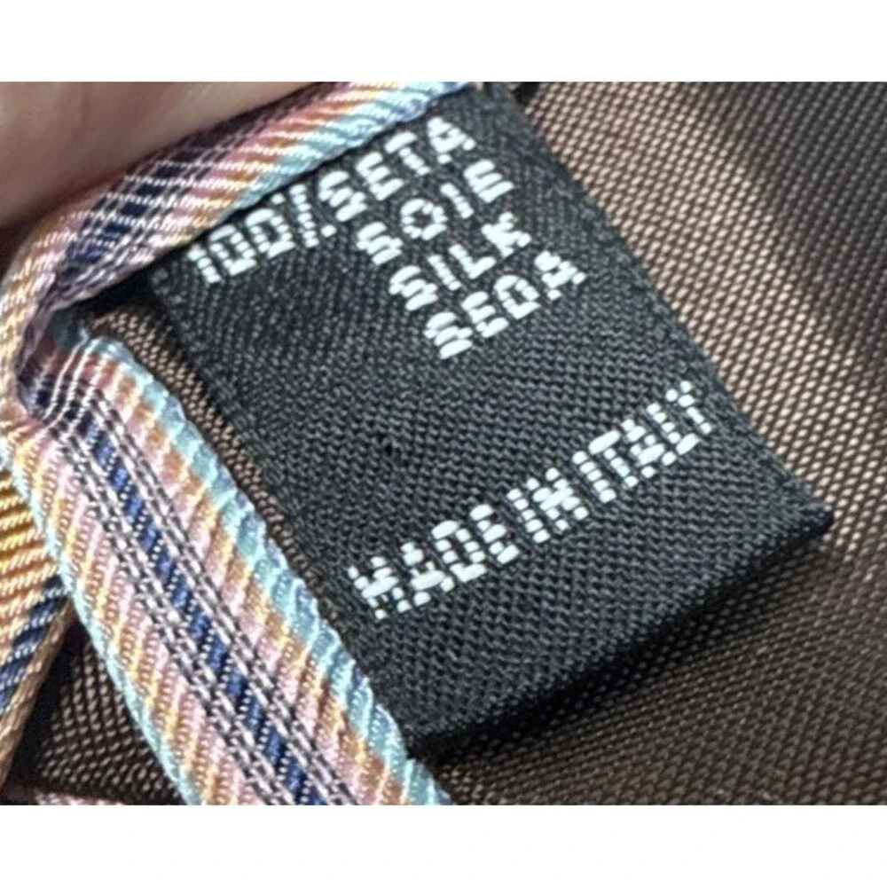 Tailor Byrd Striped 100% Silk Tie Pink Blue Yellow White Italy